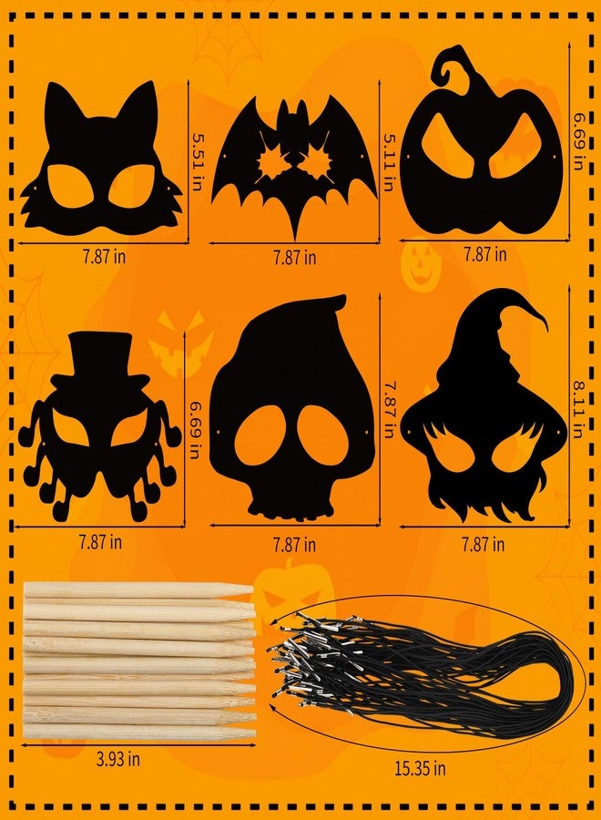JMUQ Halloween Crafts Scratch Mask for Kids, 36Pcs Halloween Games Scratch Art Craft Kit Rainbow Paper for Party Favors Supplies Classroom Favors Activities - Image 2